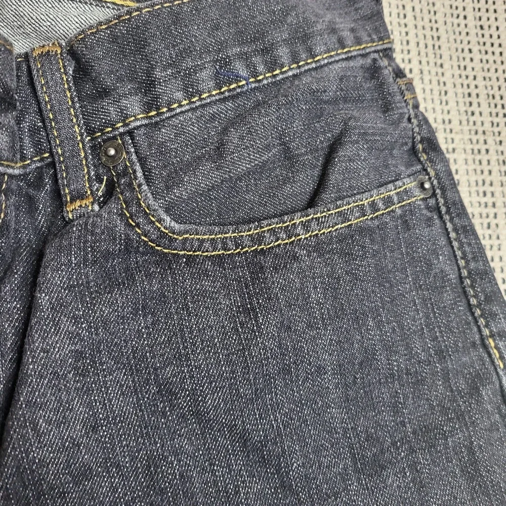 Levis 514 Jeans Mens 32x34‎ Blue Slim Straight Distressed Cut Off Raw Hem Denim